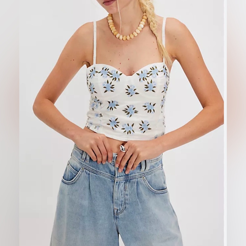 NWT Free People Wild Flowers Embroidered Bustier